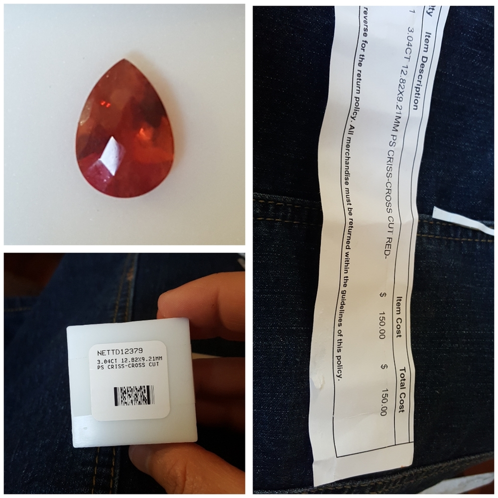 criss cross cut Red 3.04ct 12.82 × 9.21mm ps